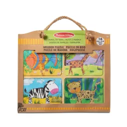 4 Puzzles en bois - Animaux Sauvages