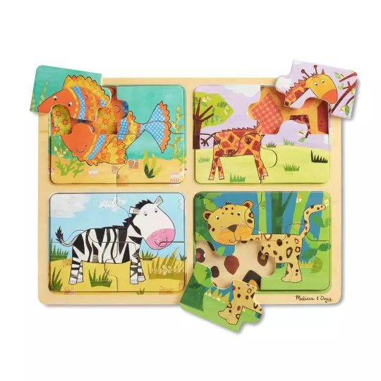 4 Puzzles en bois - Animaux Sauvages