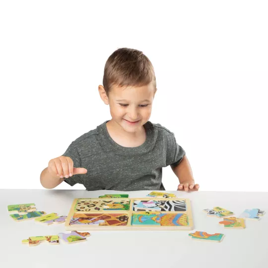4 Puzzles en bois - Animaux Sauvages