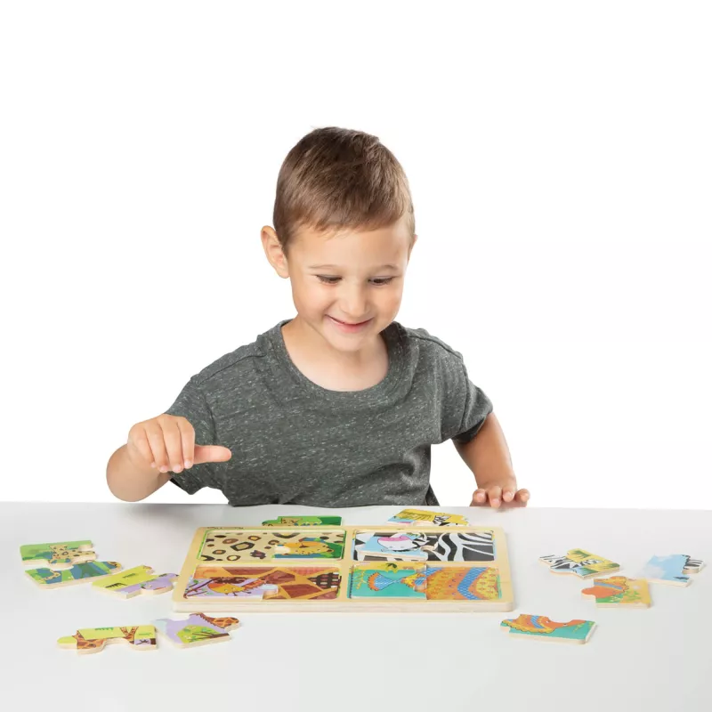 4 Puzzles en bois - Animaux Sauvages
