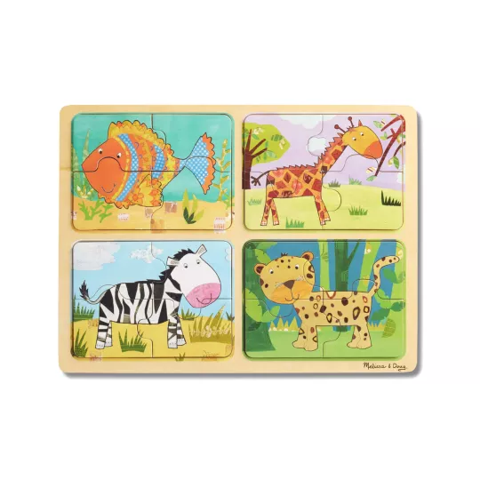 4 Puzzles en bois - Animaux Sauvages