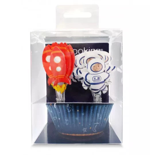 24 Caissettes + 24 Cake Toppers Espace