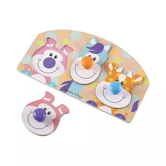 First Play Puzzle in Legno con Grandi Pomelli Fattoria - Melissa & Doug