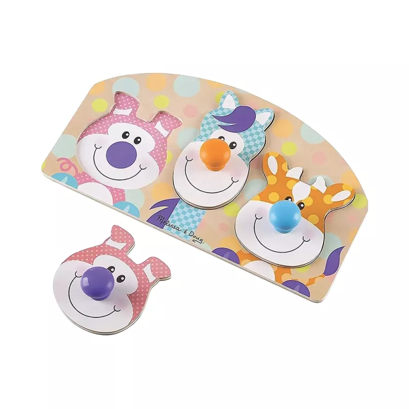 First Play Puzzle en Bois Gros Boutons Animaux de la Ferme - Melissa & Doug