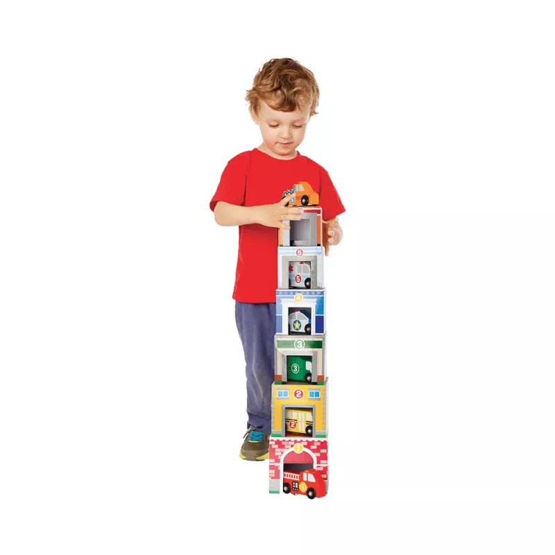 Bâtiments Gigognes et Véhicules en Bois (12 Pièces) - Melissa & Doug