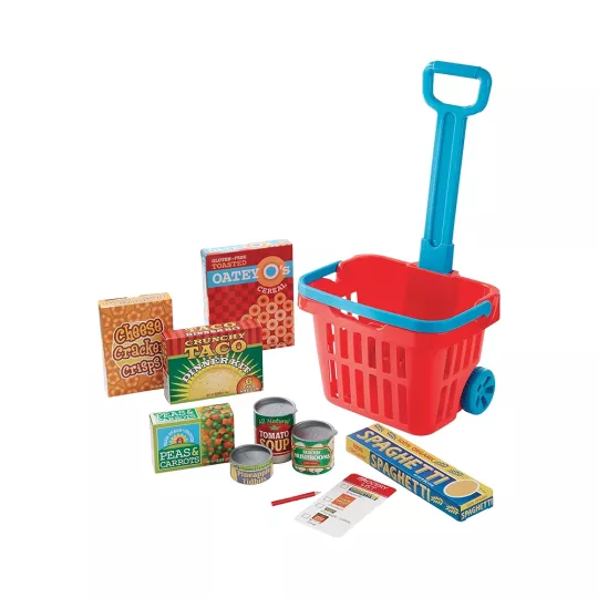 Carrello della spesa rosso Melissa & Doug con manico telescopico e ruote