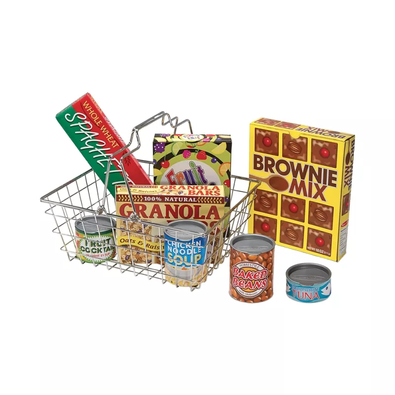 Melissa & Doug Metall-Einkaufskorb mit Spiellebensmitteln und Dosen