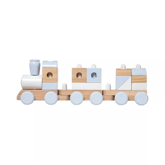 Melissa & Doug großes Massivholz-Steckspielzeug-Zug in Natur- und Weißtönen