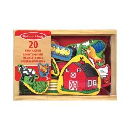Scatola in legno Melissa & Doug con animali della fattoria magnetici e trattore