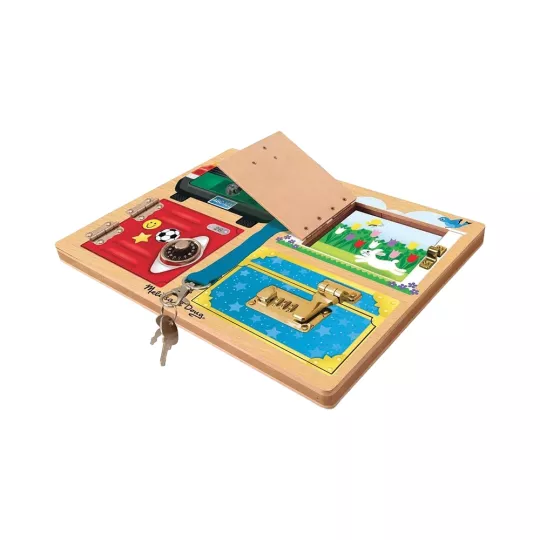 Planche d'éveil en bois avec verrous loquets et serrures en métal Melissa & Doug