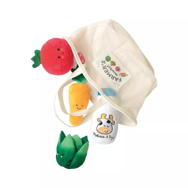 Cestino del mercato in rete Melissa & Doug con verdure in tessuto sensoriali e sonore
