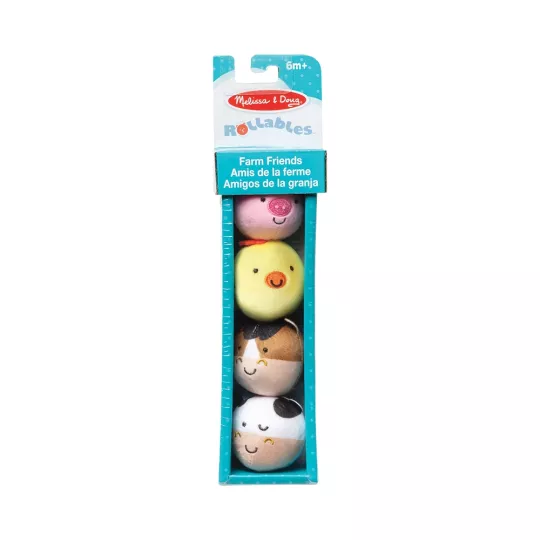 Melissa & Doug Rollables 4-teiliges Bauernhoftiere Holz-Rollenbälle-Set