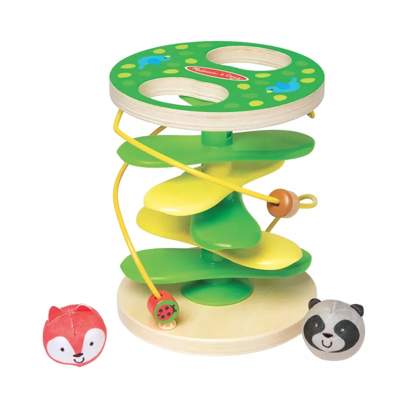 Arbre cabane toboggan en bois avec balles animaux renard et panda Rollables Melissa & Doug