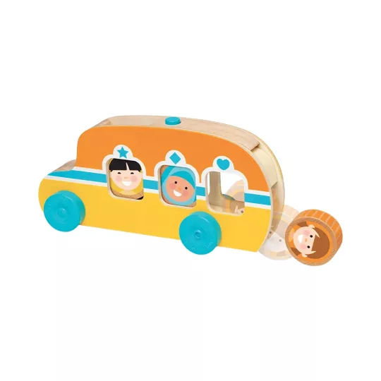 Scuolabus in Legno Roll & Ride GO Tots con Pulsante di Lancio