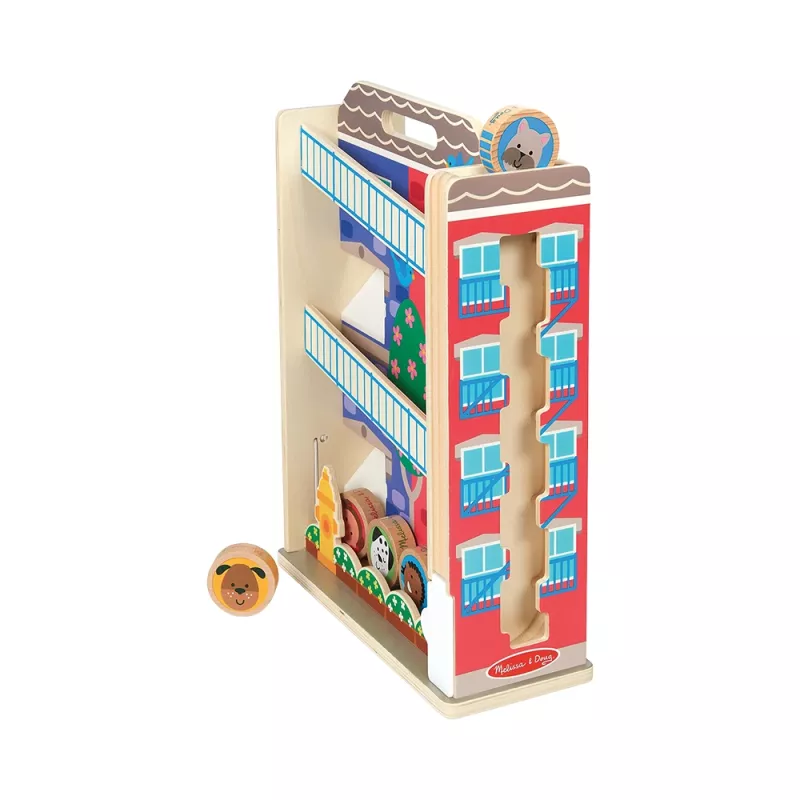 Tour de ville en bois avec toboggan et disques personnages GO Tots Melissa & Doug