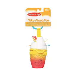 Hochet en tissu à clipser gobelet bubble tea avec miroir et rubans Melissa & Doug