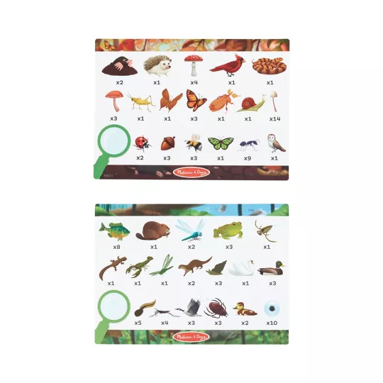 Grande puzzle da pavimento reversibile cerca e trova natura Melissa & Doug con lente d'ingrandimento