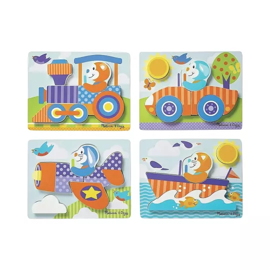Melissa & Doug First Play 4-in-1 Holzfahrzeuge-Puzzle-Set (Feuerwehr