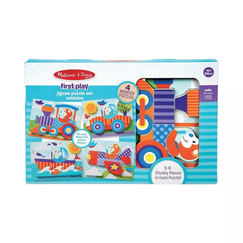 Coffret 4 Puzzles en Bois Véhicules First Play (16 pcs) - Melissa & Doug