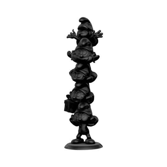 Statua da collection in resina La Colonna dei Puffi nero opaco 35cm Plastoy Peyo