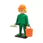 Grande statua in resina Playmobil Vintage L'Operaio Muratore con elmetto giallo Plastoy Collectoys