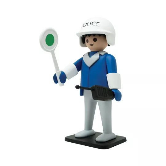 Grande statue en résine Playmobil Vintage Le Policier avec casquette blanche Plastoy Collectoys