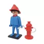 Grande statua in resina Playmobil Vintage Il Pompiere con elmetto e ascia Plastoy Collectoys
