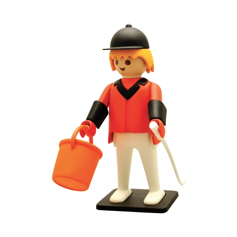 Grande statue en résine Playmobil Vintage Le Cavalier de Concours d'Obstacles Plastoy Collectoys