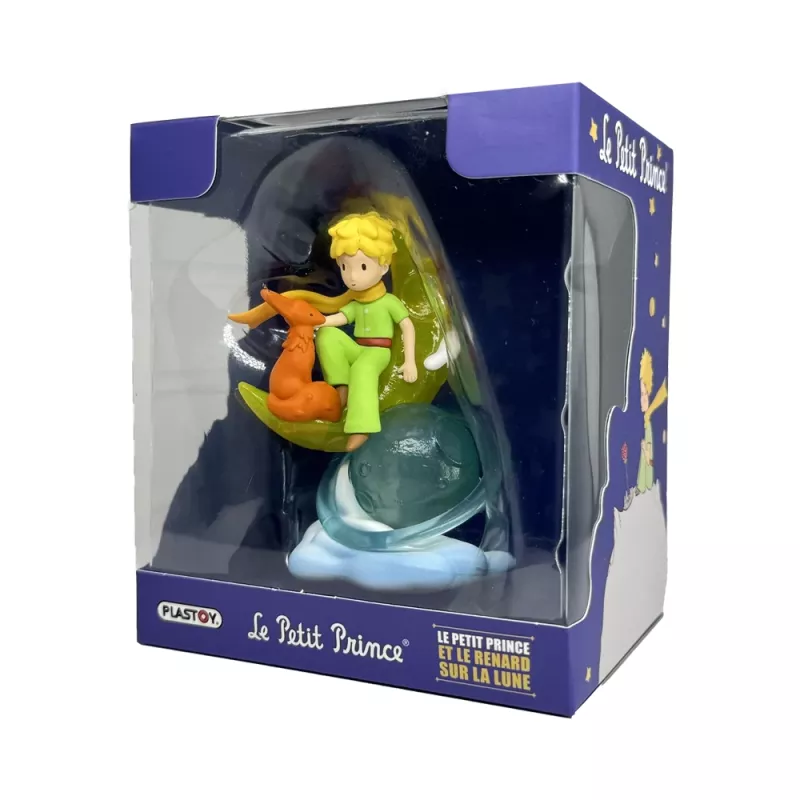 Figurine de collection Le Petit Prince et le Renard sur la lune Plastoy