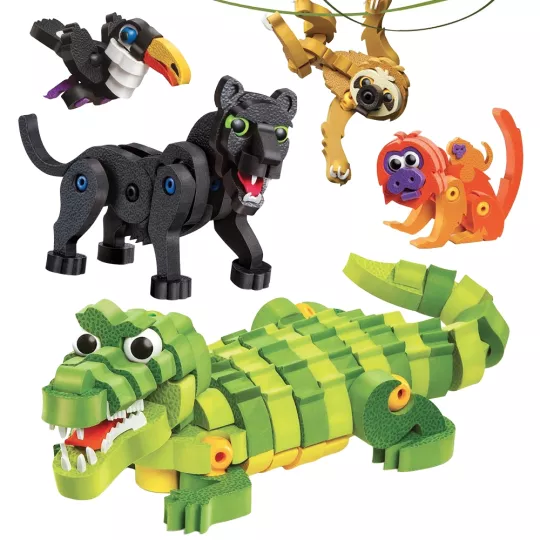 Bloco jeu de construction en mousse souple Les Animaux de la Forêt Tropicale