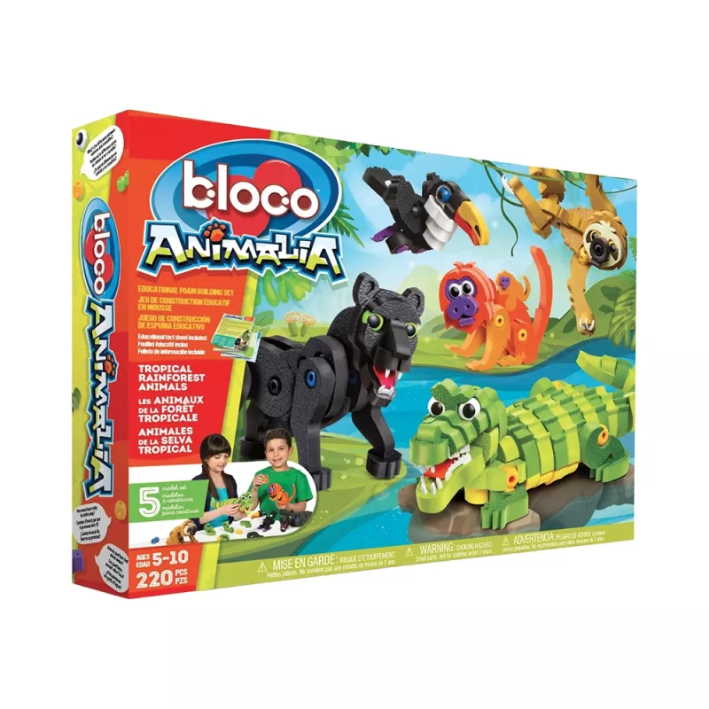 Bloco - Les Animaux de la Forêt Tropicale (Jeu de Construction en Mousse)